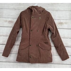 Burton Dryride Corduroy Double Breasted Snowboard Ski Jacket Womens Small Brown